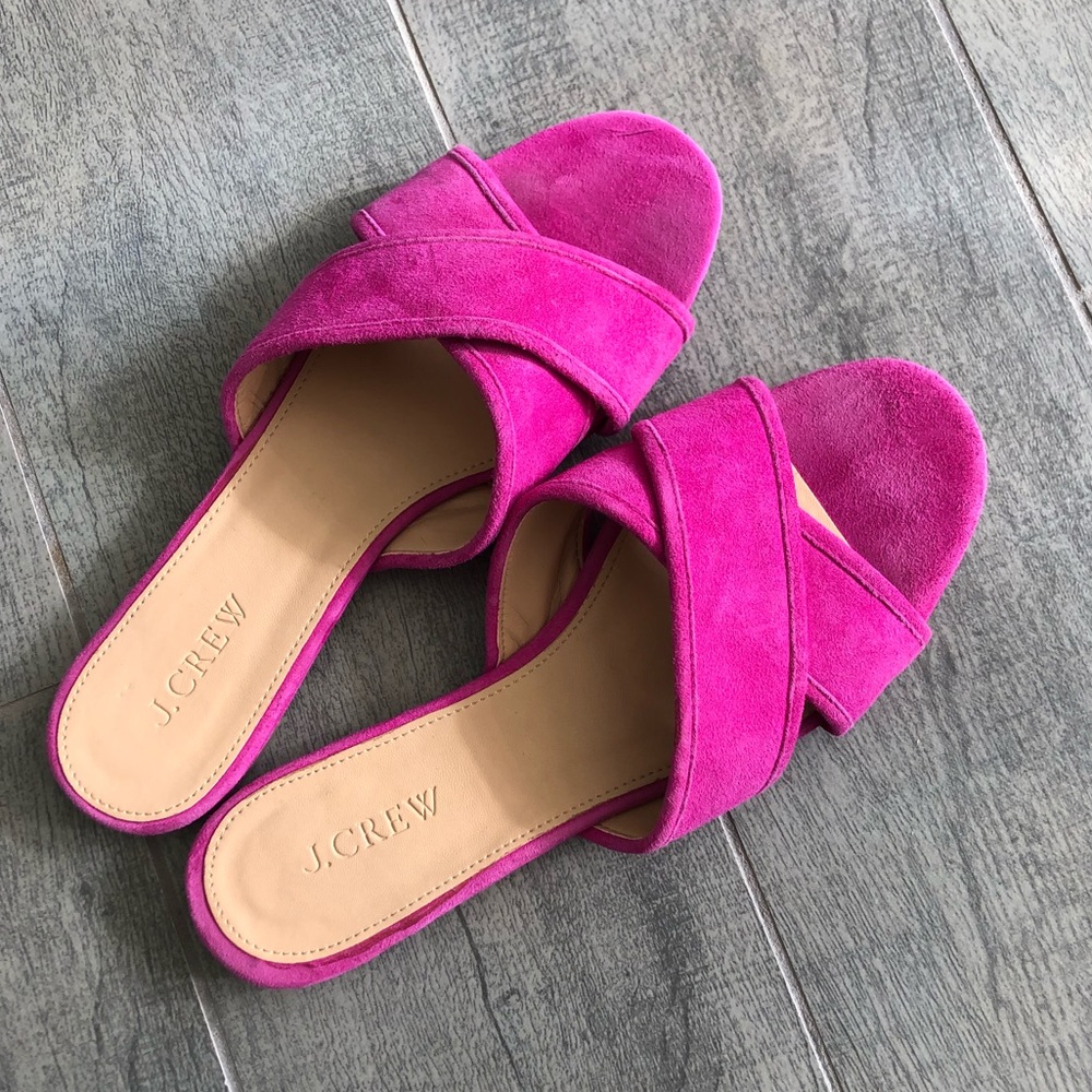 SOLD JCREW EUC Fushia Suede Cora Crisscross Sandal